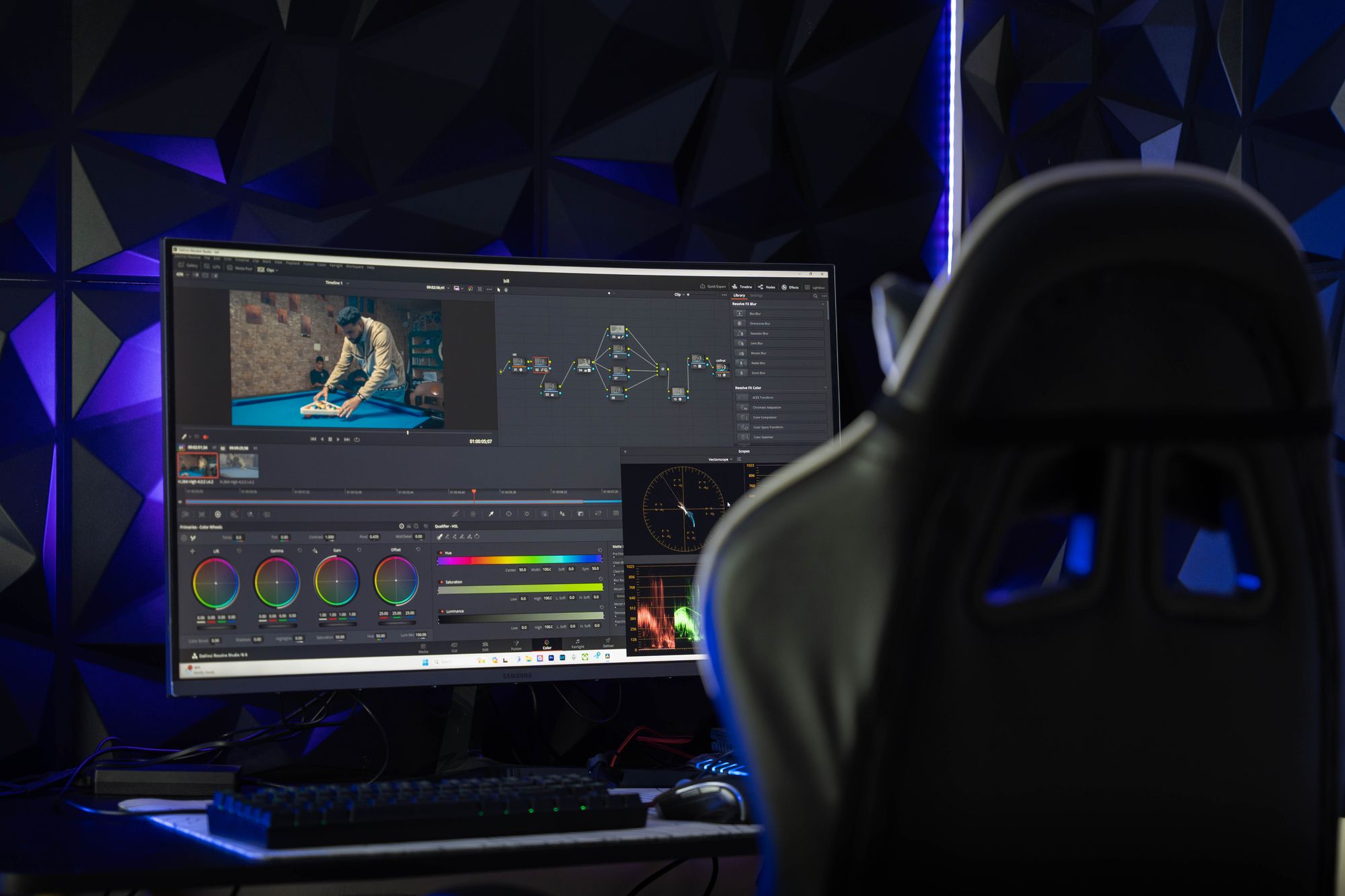 A colorist reviewing a sequence on a calibrated editing display